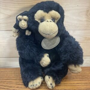 Russ Berrie Yomiko Classics Monkey Momma and Baby Plush 11" Chimpanzee CUTE
